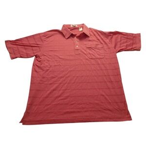 Sun Casuals Mens XL Salmon Pink Grid Short Sleeve Button Down Shirt Collar